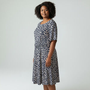 Jessica Howard Womens Blue White Floral Ruched Waist Knit Dress Plus 18W NWT